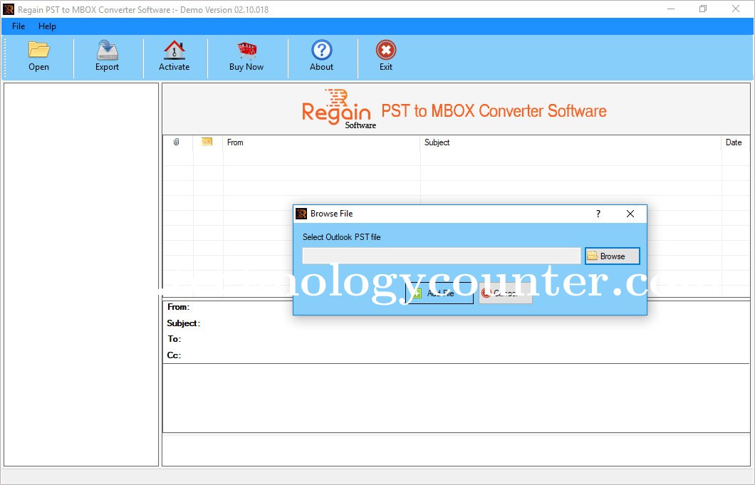 Regain PST to MBOX Converter Screenshots